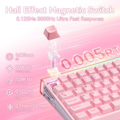 Aula Hero 75 HE Wireless Mechanical Keyboard,Pink Creamy Keyboard w/8000mAh