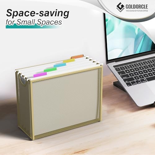 Letter-Size Hanging File Organizer with 5 Grey Holders(Gold)