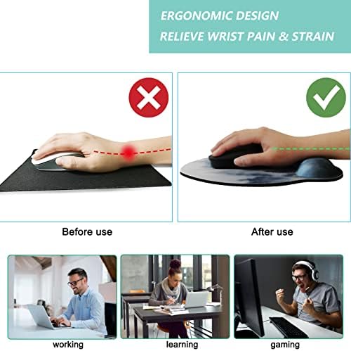 Mouse Pad with Wrist Support, Ergonomic Mouse Pad with Memory Foam Wrist Rest Cushion, Non-Slip Rubber Base Gaming Mice Pad for Home Office Computer Laptop, Forest