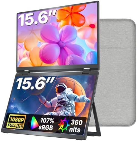 kksmart Portable Monitor for Laptop MacBook Surface PC Xbox PS5, Travel Monitor Second Screen for Laptop, HDMI USB-C VESA Compatible Built-in Speaker, 15.6in