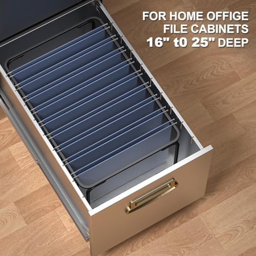 2 Set Hanging File Folder Frame,Legal/Letter Size,Adjustable Length 16-25 inches,12.598W 9.45" H, Hanging Folders Holder for Desktop Organizer and Metal Rail in Filing Cabinet Drawer