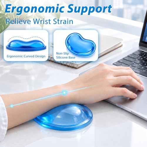 Soft Mouse Wrist Rest Pad Comfortable Cool Silicone Gel Ergonomic Cushion Small-Sized Hand Pain Relief Support Pad with Gel-Filled for Laptop Computer Office & Home (Ocean Blue)