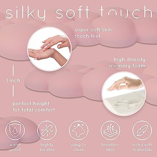 Pink Cloud Keyboard Wrist Rest – Create-ables Qloud Pink Wrist Rest for Computer Keyboard and Mouse, Ergonomic Memory Foam Wrist Pad with Non-Slip Base, Includes Cloud Mouse Pad