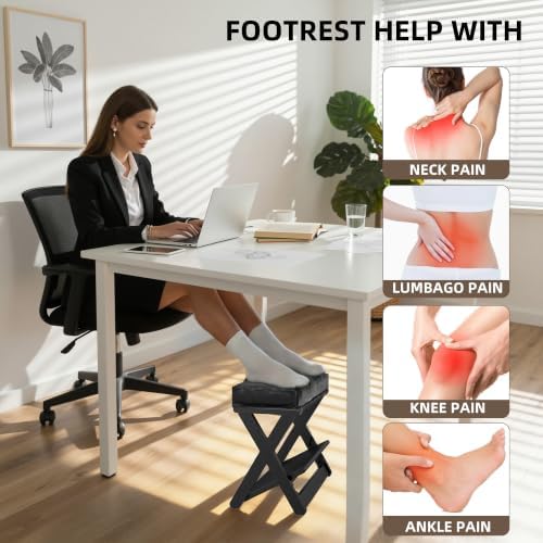 Adjustable Foot Rest Under Desk at Work, Wooden Footrest