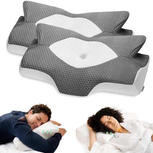 Elviros Cervical Memory Foam Pillow,2 PCS Pillow for Neck & Shoulder Pain