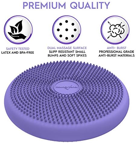 Bouncyband – Wiggle Seat – Purple, 13” D – Large Sensory Cushion for Kids Ages 6-18+ – Promotes Active Learning, Improves Student Productivity, Includes Easy-Inflation Pump (Pack of 2)