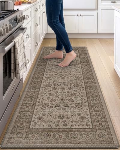 DEXI Kitchen Floor Mats Cushioned Anti Fatigue Runner 24x59 Brown Floral
