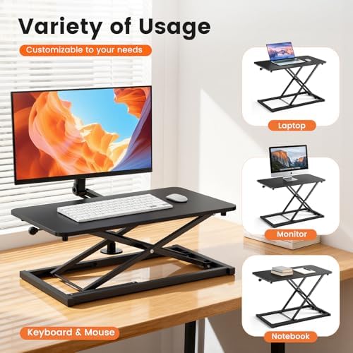 Standing Desk Converter Adjustable Height, 23.6" x 13.4" Keyboard Riser for Stand Up Desk Riser, Ergonomic Computer Keyboard Stand for Desktop, Sit Stand Workstations for Home Office Study Room