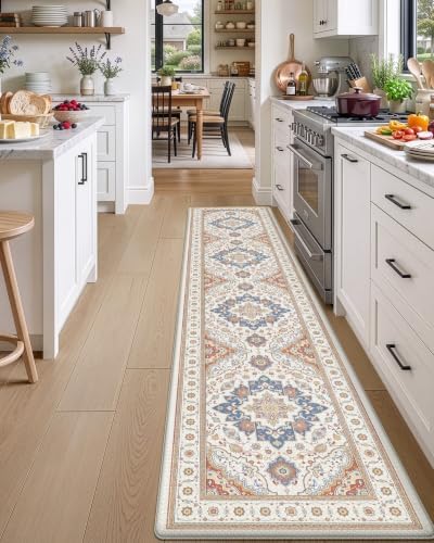 DEXI Kitchen Floor Mats Cushioned Anti Fatigue Runner Rug, 24x107 Beige