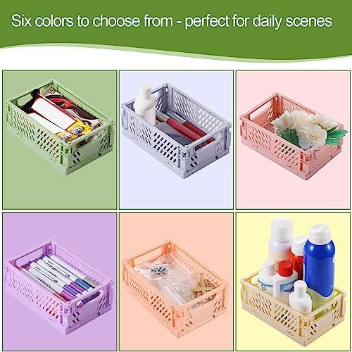 HUUSMOT 6-Pack Collapsible Small Plastic Storage Baskets, 5.9"x3.8"x2.2"
