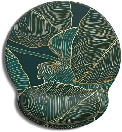 Auhoahsil Ergonomic Mouse Pad with Wrist Rest, Comfortable Silicone Non-Slip Computer Pain Relief Gel Mouse Mat with Wrist Support for Gaming, Work, Office, Women & Men, Cute Pattern, Monstera Leaves