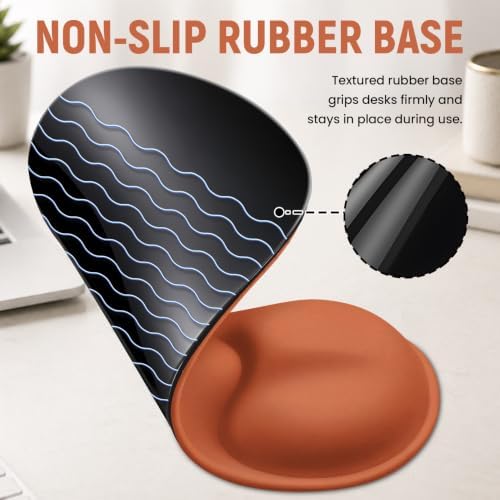 Ergonomic Mouse Pad with Wrist Rest, Gel Wrist Support, Brown Puppy