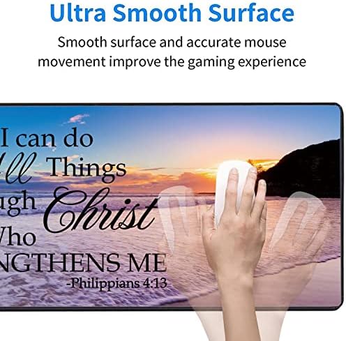 Large Gaming Mouse Pad, Keyboard Wrist Rest pad + Mouse Wrist pad + Coaster Set Extended Waterproof Non-Slip Table mat Suitable for Home Office Learning Games - Philippians 4-13