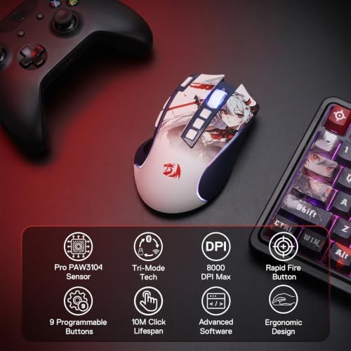 Redragon Anime Keyboard & Mouse Combo, K719 PRO KB + M612AK 8000 DPI Mice