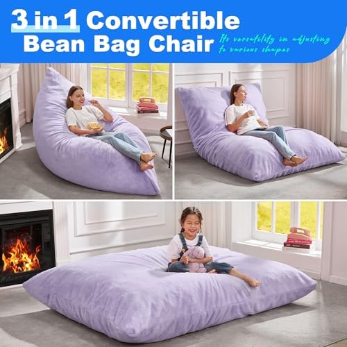 Hobestluk Adult Bean Bag Chair 3 in 1 Convertible Large Bean Bag Sofa