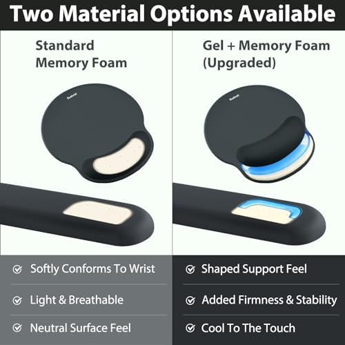 Sushret Mouse Pad and Keyboard Wrist Rest, 3-in-1 Gel Memory Foam Ergonomic Mouse Pad with Wrist Rest Set, Gaming Mousepad Arm Cushion Support for Computer Office Desk Accessories Cute Setup, Charcoal