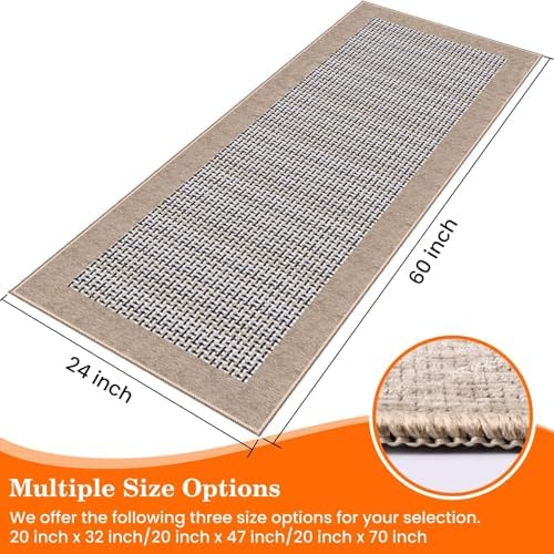 StepRite Kitchen Rugs, Kitchen Mats for Floor, 60"x24" Non-Slip Machine-Washable Kitchen Throw Rug, Absorbent Runner Rugs Office, Sink Standing Desk Mat, Decor Carpet, Khaki