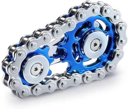 Metal Fidget Spinner Toys for Teens Boys Adults Bike Chain Roller Gadgets ADHD Figette Anxiety Stress Relief Items Quiet Figet Desk Offices EDC Men Easter Basket Stuffer - Blue