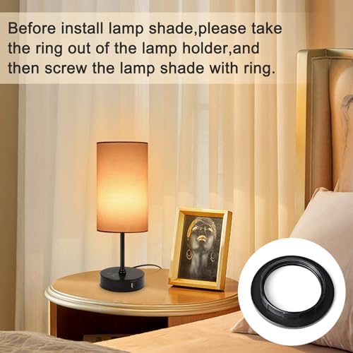 Unicozin Table Lamp for Bedroom, 3 Color Temperatures, 7 RGB Colors, Adjustable Brightness, Dual USB Charging Ports, Ambience Nightstand Light with Pink Shade, Desk Lamp for Kids Reading Home Office