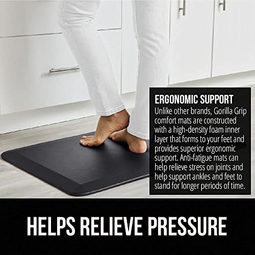 GORILLA GRIP Cushioned Antifatigue Kitchen Mat for Floor, 70x24, Black