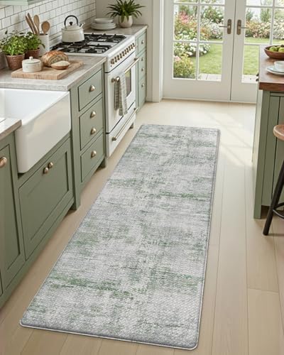DEXI Kitchen Floor Mats Cushioned Anti Fatigue Runner Rug 23x86 Green