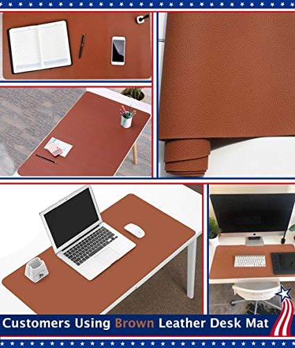 17 X 36 Inch Office Desk Pad Table Protector on Top of Desks PU Leather Desk Blotter Laptop Computer Gaming Under Keyboard Mouse Pad Waterproof Writing Mat Desktop Cover for Women Men Kids Girls White