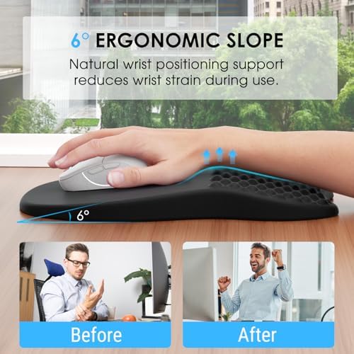 MROCO Ergonomic Mouse Pad with Wrist Support, Memory Foam Wrist Rest, Black