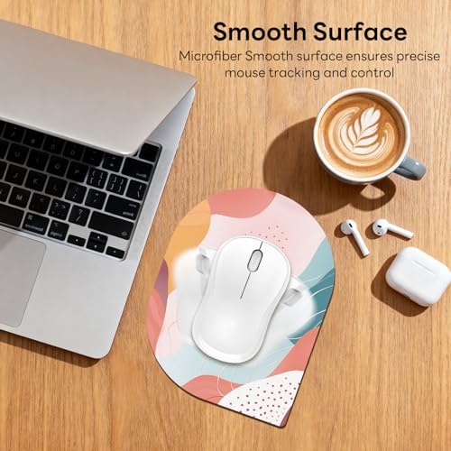 Contoured Oval Mouse Pad 6x8in Non-Slip for Laptop,Boho Lines