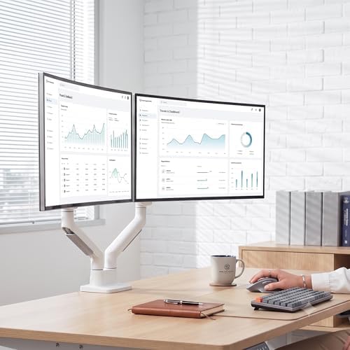 VIVO PRO Premium White Dual Ultrawide Desk Mount, 24-38" Screen, PRO-ST245W