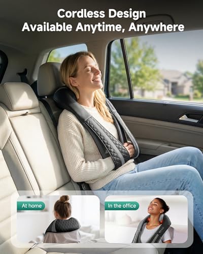 Cordless Neck Massager With Heat, Deep Tissue Shoulder & Back Massager