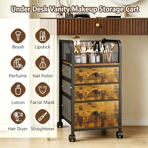 Rolling Makeup Vanity Cart Makeup Organizer with Drawers