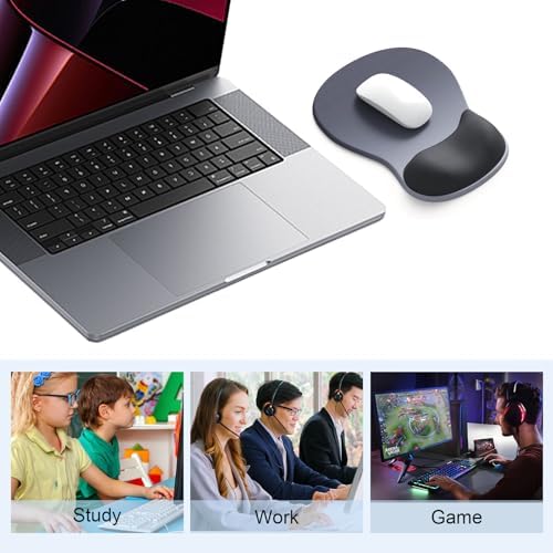 Ergonomic Mouse Pad with Gel Wrist Support, Comfortable Wrist Rest Mousepad with Non-Slip PU Base for Pain Relief, Desk, Home & Office(Midnight)