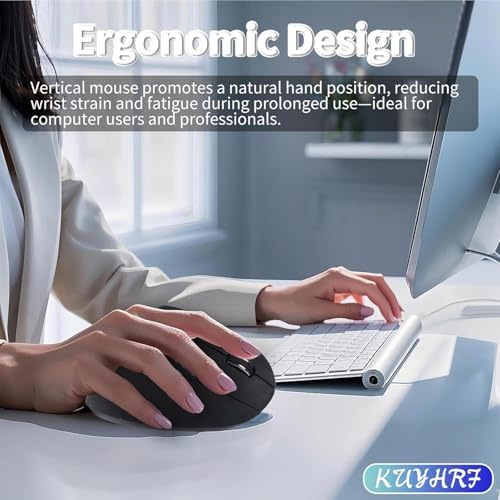 Ergonomic Vertical Wireless Mouse - USB C Dual Interface, Multi-Device Compatible, Reduces Hand Fatigue for PCs and Laptops, for Friends and Family (Black)