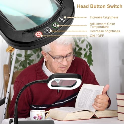 Veemagni 30X 12X Magnifying Glass with Light and Stand, Real Glass Lens