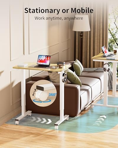 BIZUM 31.5" Small Electric Standing Desk Height Adjustable, Whole Piece Stand Up Computer Desk Work Study Writing Gaming Desks for Home Office Oak
