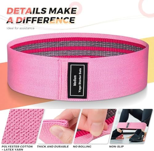 Renoj Resistance Bands for Working Out: 3-Set Professional Exercise Bands for Pilates, Yoga, Home Gym, Booty, Leg Training | Heavy/Medium/Light Fabric Loops for Women Men