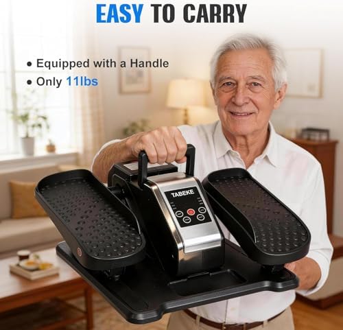 TABEKE Under Desk Elliptical Machine, Electric Ellipse Leg Exerciser for Senior with Remote Control & 12 Speeds, Portable Quiet Electric Seated Pedal Exerciser for Home with Display Monitor 2668