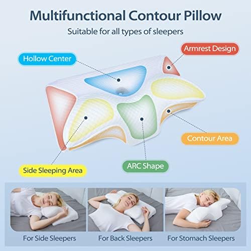 HOMCA Cervical Pillow, Ergonomic Memory Foam Neck Pillow for Pain Relief