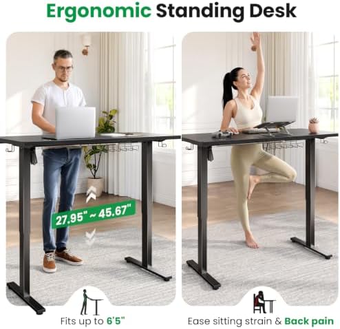 SIAGO 55 x 24 Inch Electric Standing Desk, 0.8 Inch Thick Tabletop