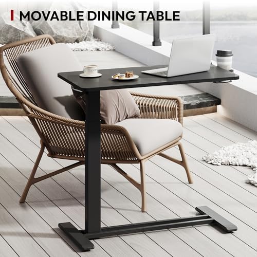 SANODESK 32'' Mobile Standing Desk with Hidden Wheels,Pneumatic Laptop Desk