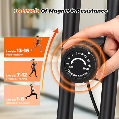 Exercise Bike, 3 IN 1 Stationary Bike, Folding Exercise Bike with 16-Level Resistance, Comfortable Seat Cushion, LCD Monitor, 265 lbs Weight Capacity for Home Gym Workout