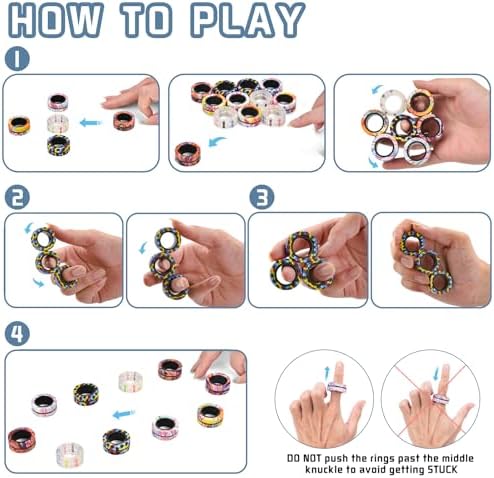 15Pcs Magnetic Adults Fidget Toys Rings,Stocking Stuffers for Kids 8-12