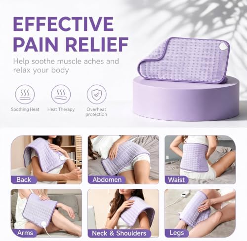 Electric Heating Pad for Back & Period, 6 Heat Settings Auto Off
