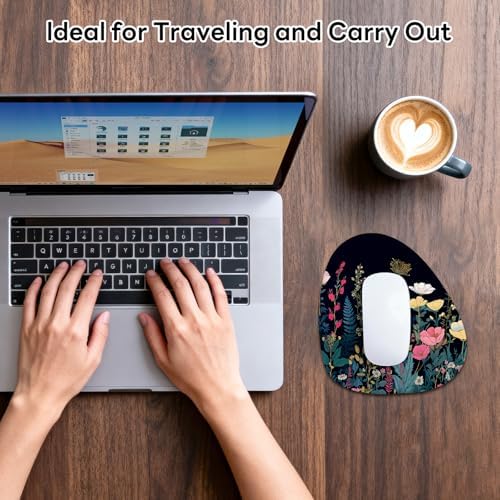 Water Drop Mouse Pad 7.3x8in Non-Slip for Laptop, Floral