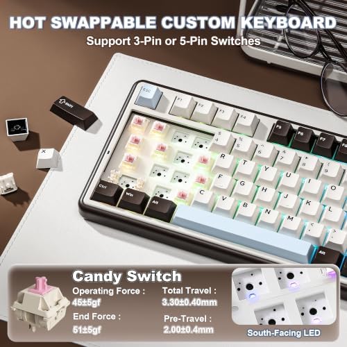 YUNZII B98 PRO 96% Wireless Mechanical Keyboard(Coffee Brown, Candy Switch)