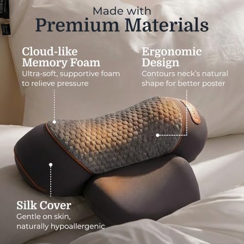 CALLIXE Original TheraPillow – 3-in-1 Neck Massager Pillow with Heat & Gentle Traction | Relaxing Neck & Shoulder Support with Vibration Massage, Wireless Design & USB-C Charging