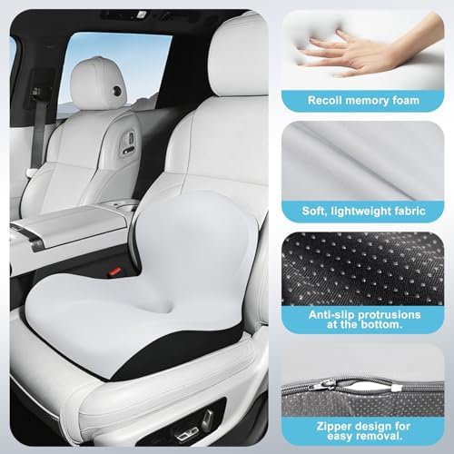 Seat Cushion, Office Chair Cushion, L-Shaped Ergonomic Car Seat Cushions, Memory Foam Chair Cushion, Lumbar Support Pillow for Wheelchair, Car, Home, Office, Desk, Light Gray