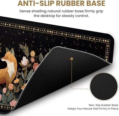 Aesthetic Desk Mat, Cute Wildwood Fox Desk Pad Protector for Work & Decor, 31.5" x 11.8", Pretty Non-Slip Extended Mouse Pad for Office or Home