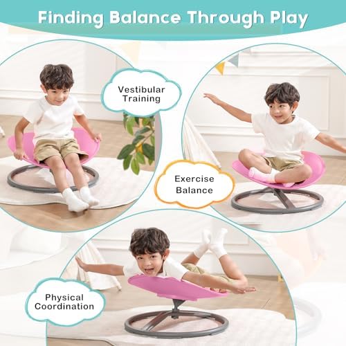 BABAMU Spinning Chair for Autistic Kids, Sensory Swivel Chair, 220LBS Weight Capacity, Autism Sensory Products, Autism Toys, Sensory Toy (Pink, Egg)