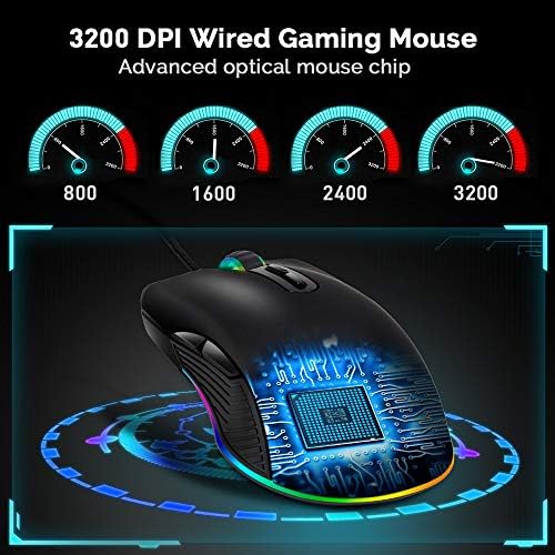 HXMJ RGB LED Gaming Mice,Wired USB C Port for Apple MacBook,Computer or Laptops with Type C Port-Black